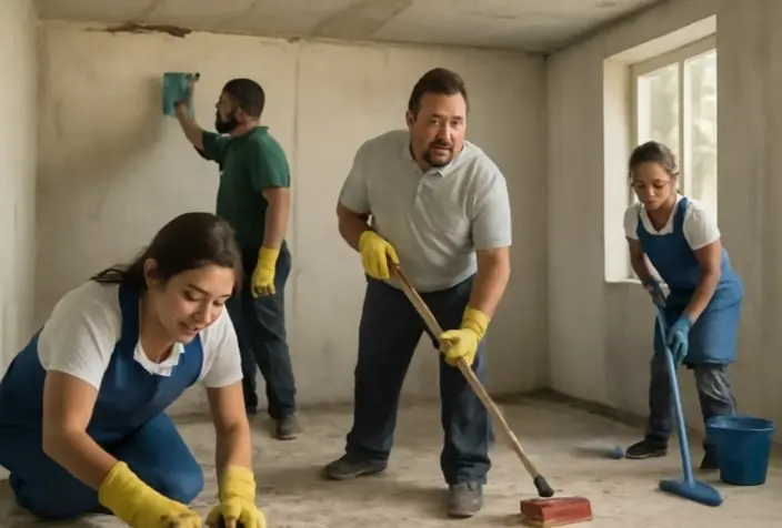 A post construction cleaning services columbia team working to clean a newly built or renovated property
