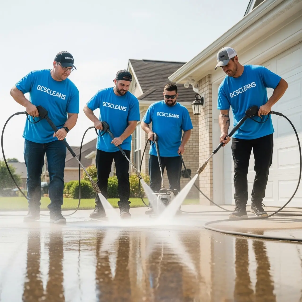 A professional pressure washing Lexington SC cleaners working image