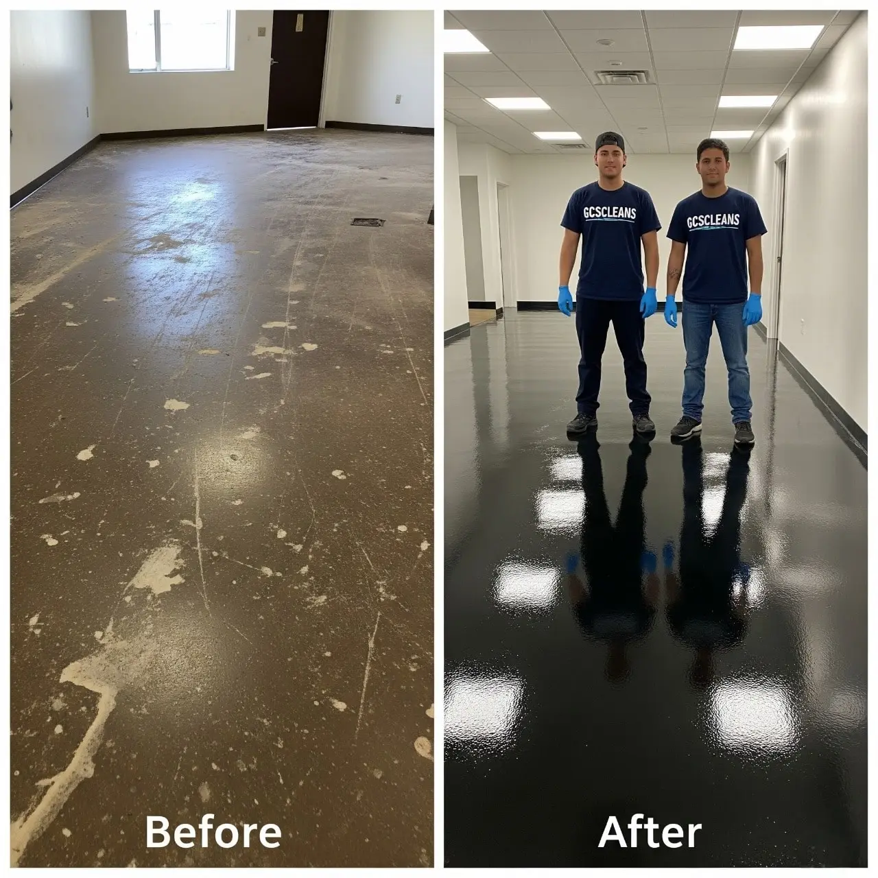 Before and after Lexington floor waxing services work image