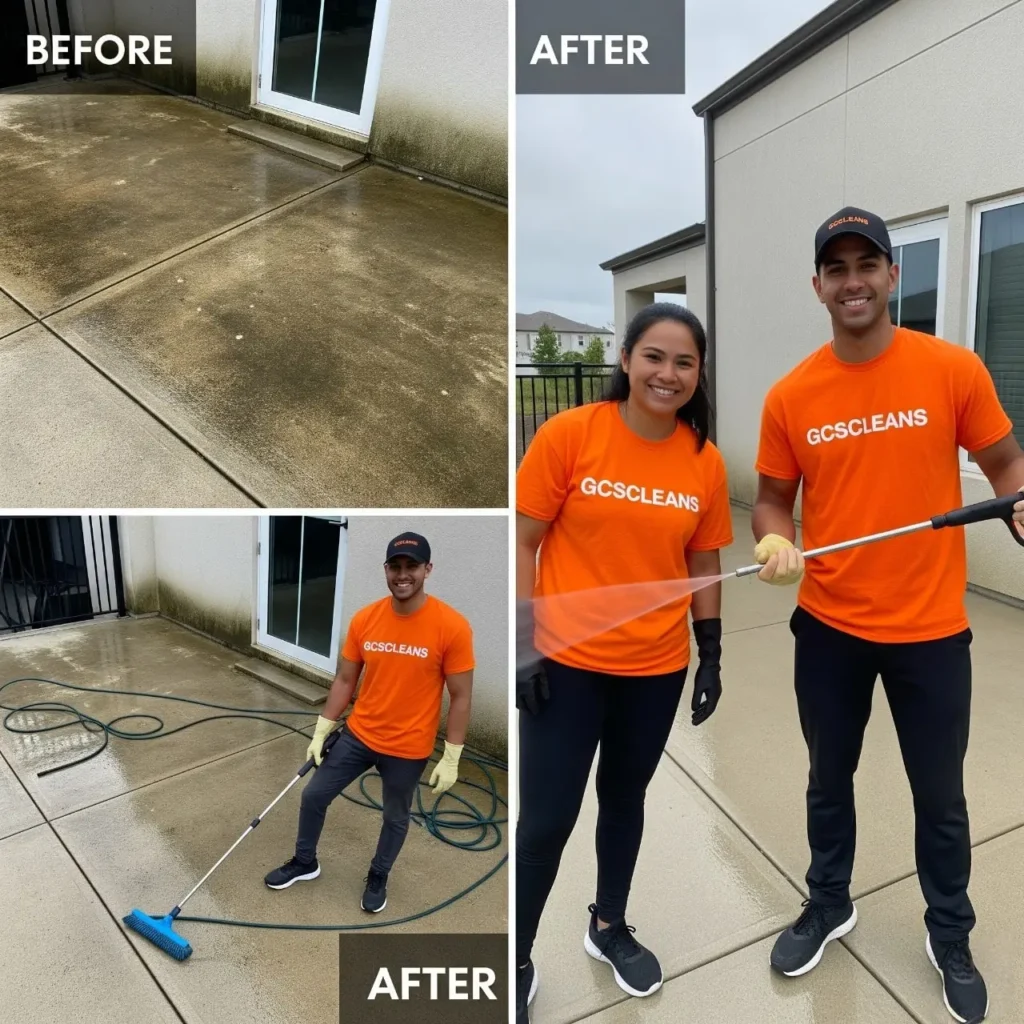 Before and after Lexington pressure washing work image