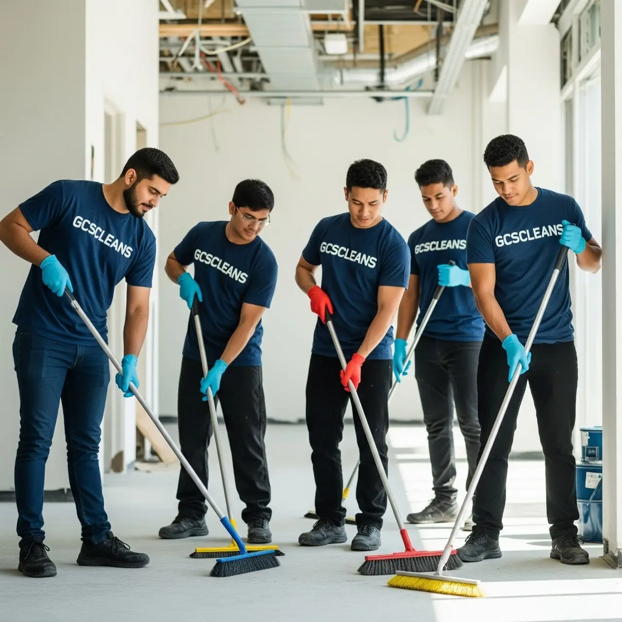 Post construction cleaning services Lexington SC cleaners team cleaning the interior of a new building or apartment