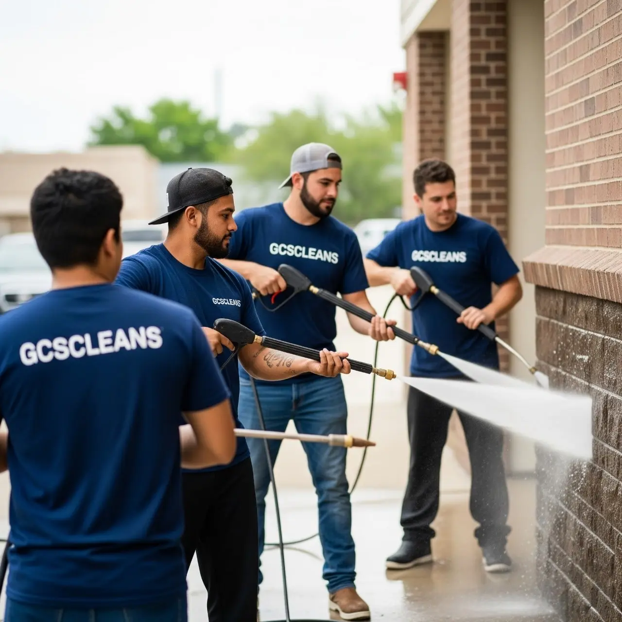 Pressure washing Lexington SC cleaners team working image