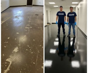 Before and after Lexington floor waxing services work image Before and after Lexington floor waxing services work image