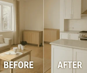 Columbia apartment cleaning services before and after comparison of a cleaned and uncleaned apartment space Columbia apartment cleaning services before and after comparison of a cleaned and uncleaned apartment space